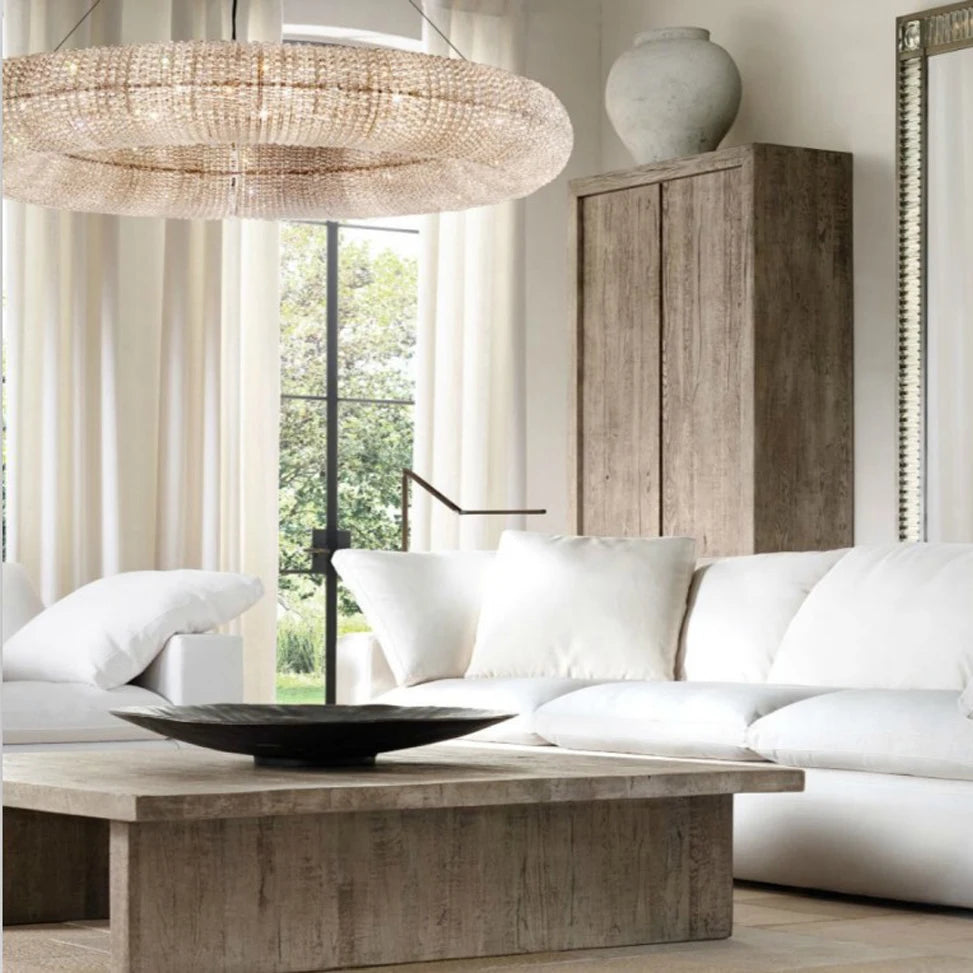 lustre design moderne à led avec anneau en cristal - vue 3 sur 6
