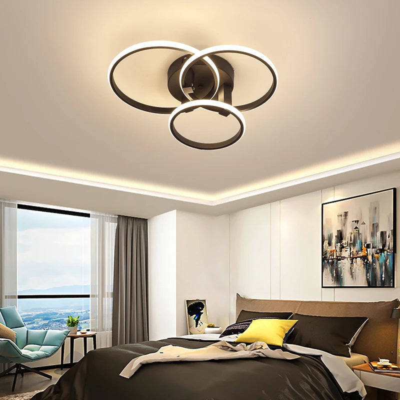 plafonnier NEO Gleam plafond moderne à LEDs lumières RC Dimmable cercle anneaux concepteur pour salon chambre