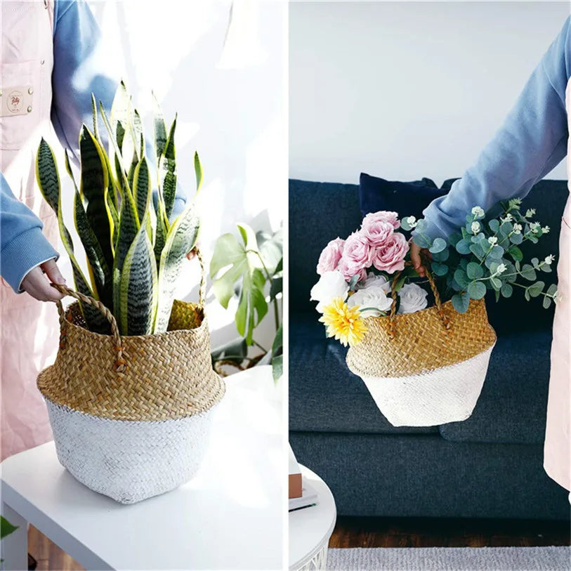 panier pliable en rotin pour rangement fleurs et accessoires - vue 6 sur 14