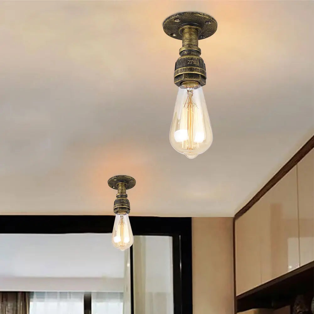 Plafonniers à tuyaux rétro Vintage E27 Loft plafonnier monté en Surface luminaires lampes à tuyaux en fer industriel - vue 5 sur 10