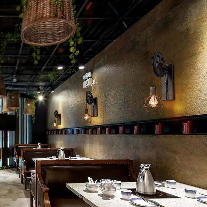 Rétro Vintage applique murale industrielle abat-jour luminaire fer Loft café bar réglable applique lumières Wandlamp décoration LED