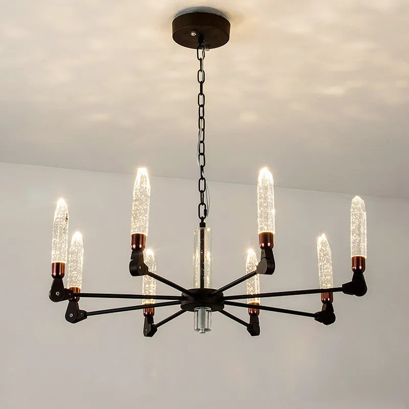 lustre nordique créatif en fer et cristal moderne - vue 2 sur 19