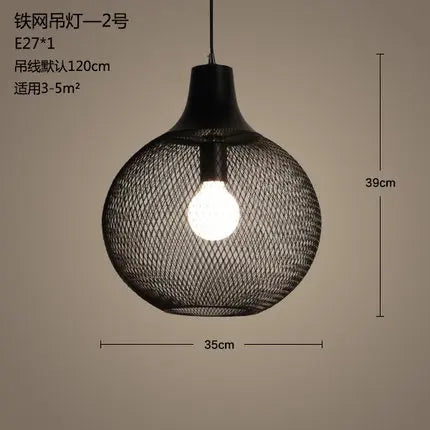 lustre industriel cage à oiseaux style loft rétro en fer minimaliste - vue 9 sur 17