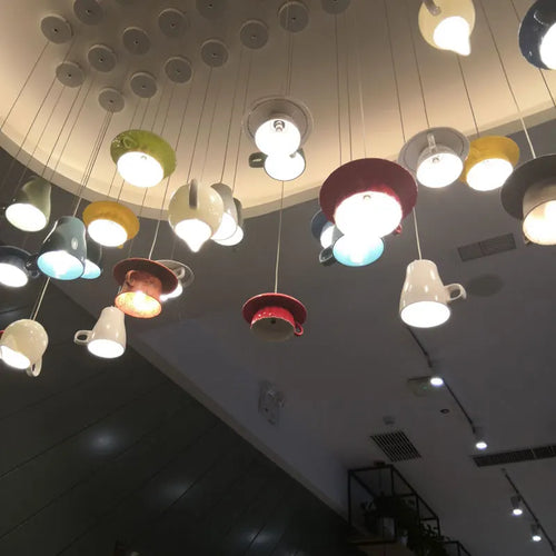 suspension moderne en céramique led théière pour cuisine