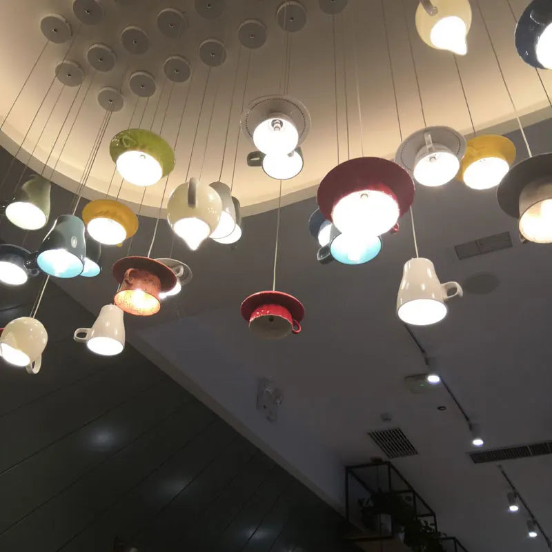 suspension moderne en céramique led théière pour cuisine - vue 6 sur 30