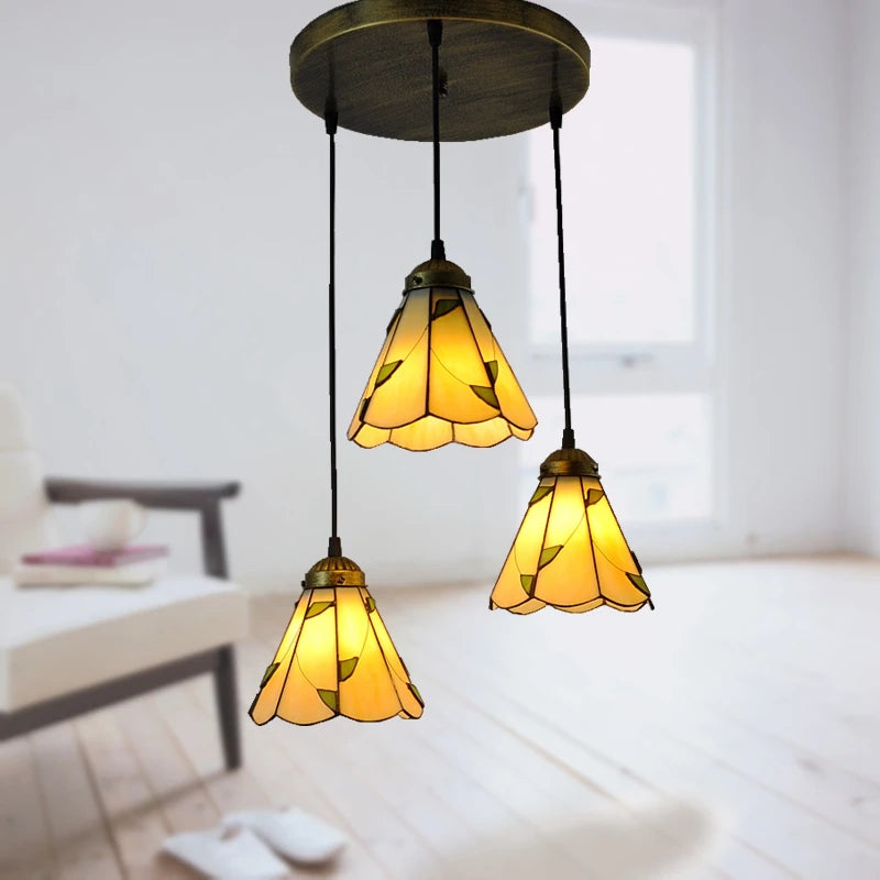 lampe de table tiffany moderne trois niveaux éclairage dôme décoratif - vue 11 sur 10