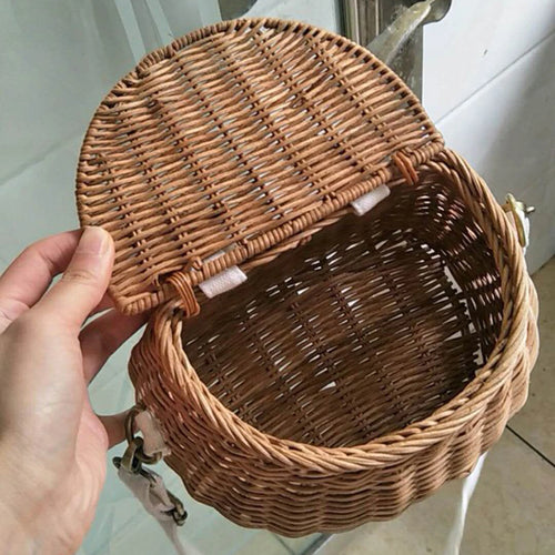 panier arrière pour vélo tricycle scooter en bambou et rotin tissé - vue 3 sur 7