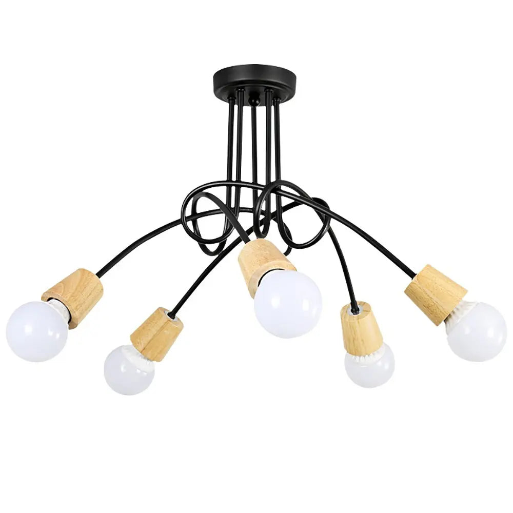 lustre vintage en fer avec 3/5 prises éclairage nordique moderne - vue 11 sur 16