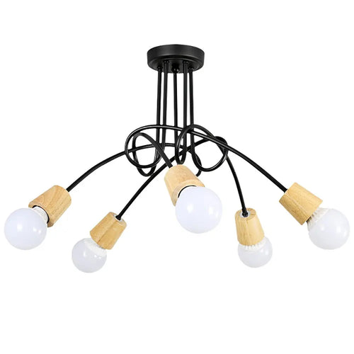 lustre vintage en fer avec 3/5 prises éclairage nordique moderne - vue 11 sur 16