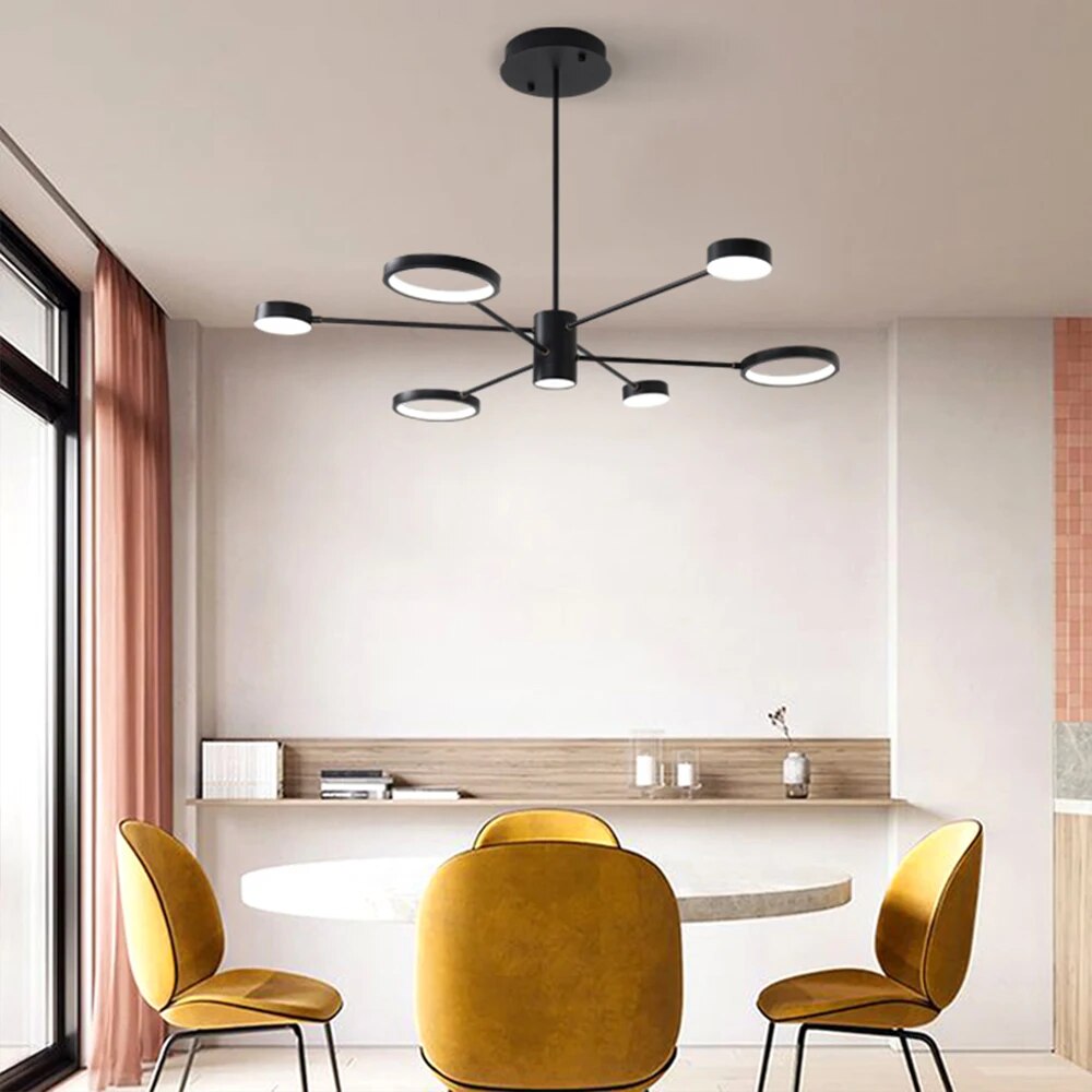 Plafonnier LED multi-têtes en fer noir - vue 5 sur 10