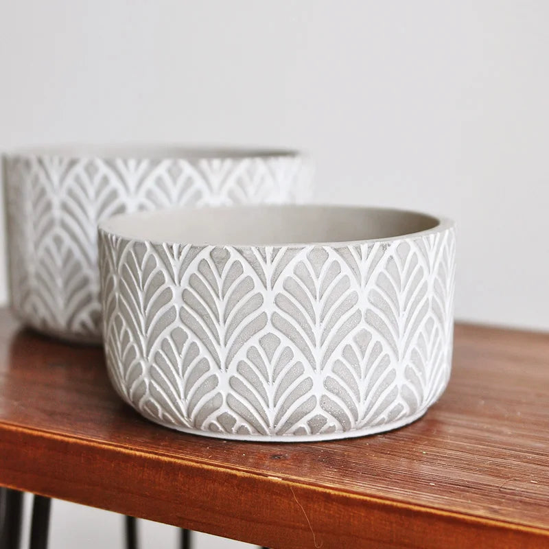 moules en silicone pour pots de fleurs en béton motifs feuillage