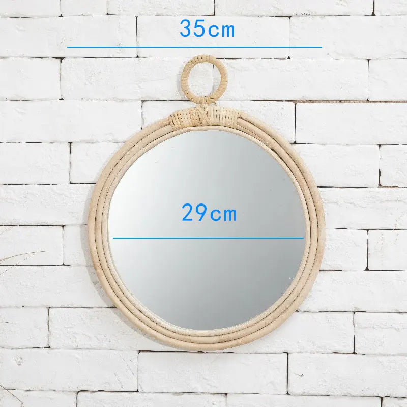 miroir en rotin japonais tissé à la main pour décoration moderne - vue 9 sur 12