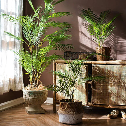 palmier artificiel avec grandes feuilles pour décoration intérieure et extérieure - vue 2 sur 12