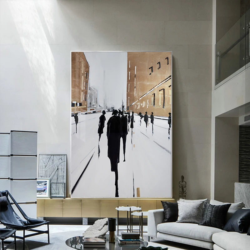 peinture abstraite noire et blanche pour décoration murale