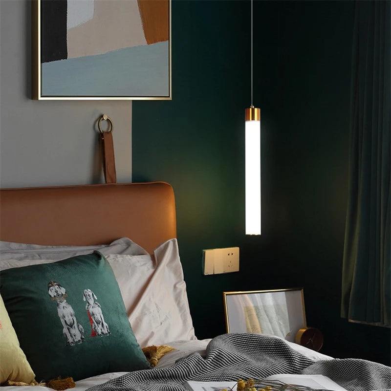 suspension acryliques long tube led nordique minimaliste