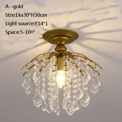 plafonnier led en cristal doré pour décoration moderne - vue 22 sur 22