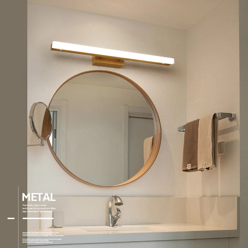 applique murale bois design nordique moderne décor intérieur salle bain miroir maquillage - vue 4 sur 6