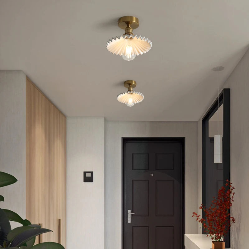 plafonnier nordique cuivre LED luminaires interrupteur chambre salon escalier lumière Plafon montage Flount en céramique éclairage à la maison