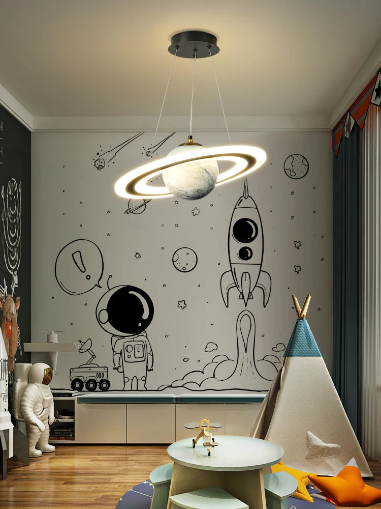 lustre nordique enfant led créatif dessin animé espace planète - vue 4 sur 10
