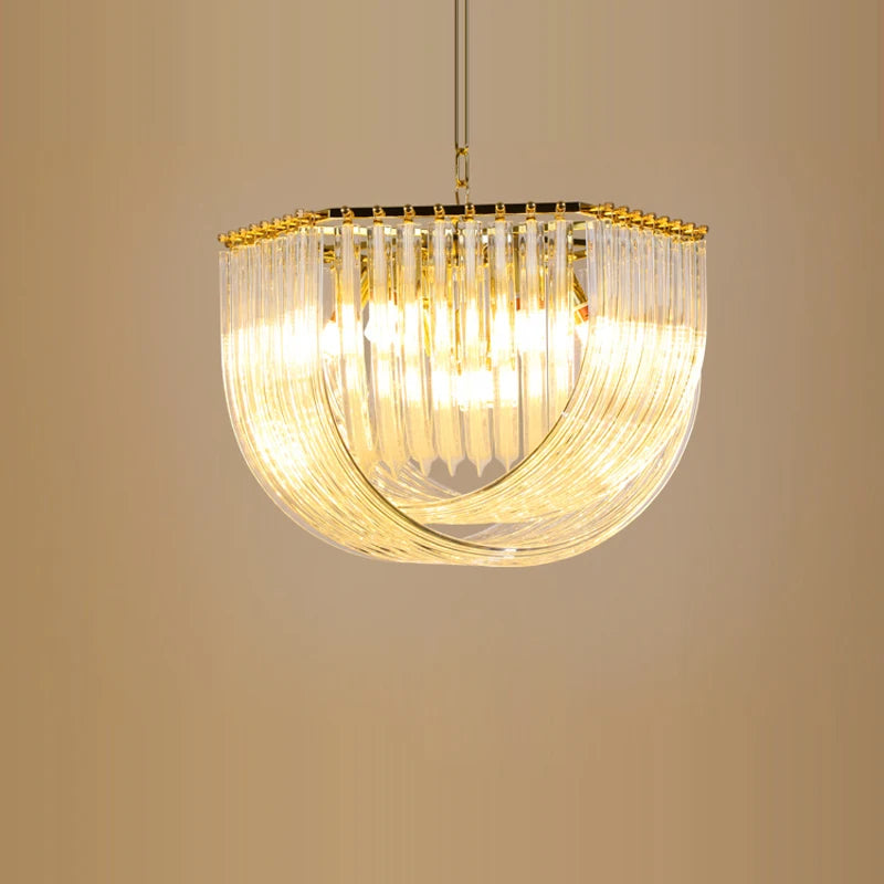 lustre suspendu design en chrome et argent pour éclairage moderne - vue 4 sur 15