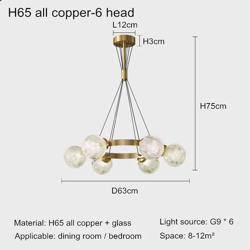 lustre en cuivre postmoderne design nordique pour éclairage élégant - vue 10 sur 10