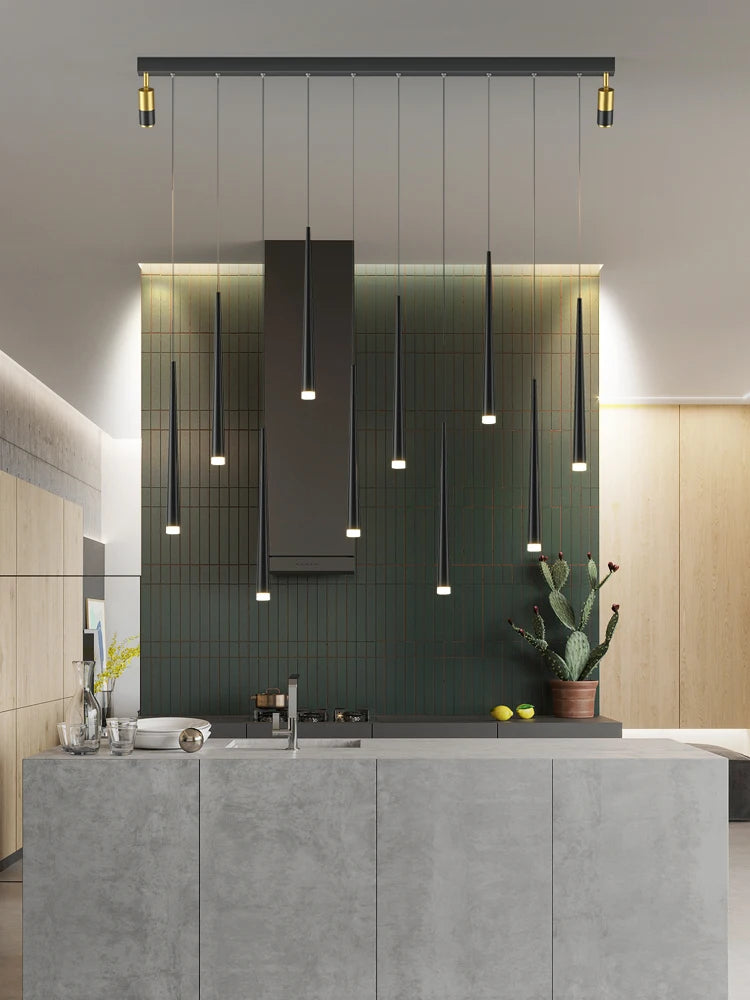 lustre led créatif moderne tuyau suspendu brillant pour maison - vue 6 sur 10
