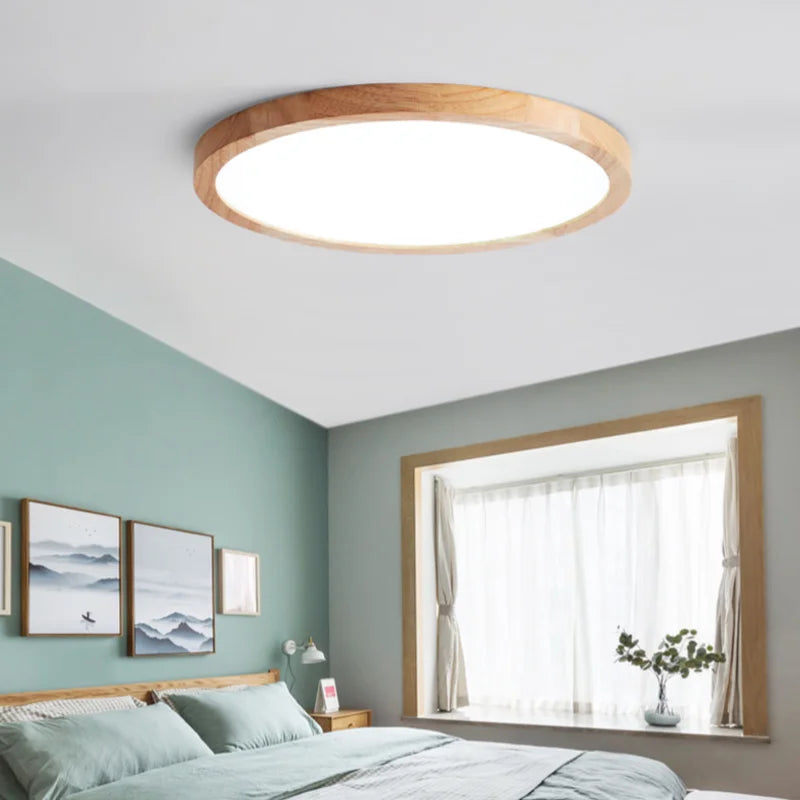 plafonnier led en bois véritable pour éclairage intérieur