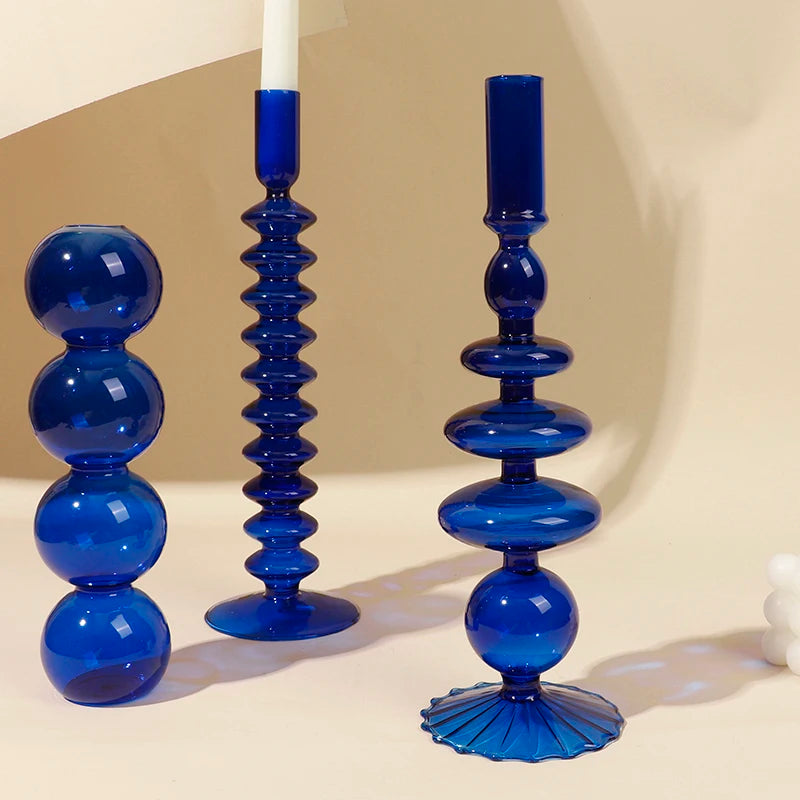 bougeoirs en verre pour décoration romantique et fêtes - vue 3 sur 14