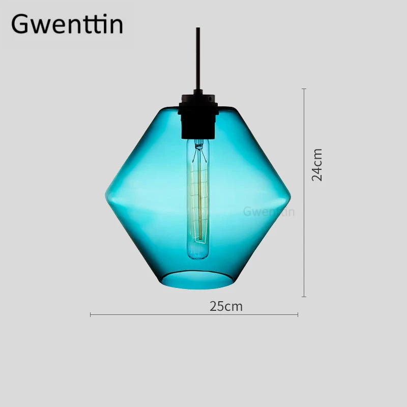 suspension moderne en verre teinté pour décoration intérieure - vue 11 sur 30