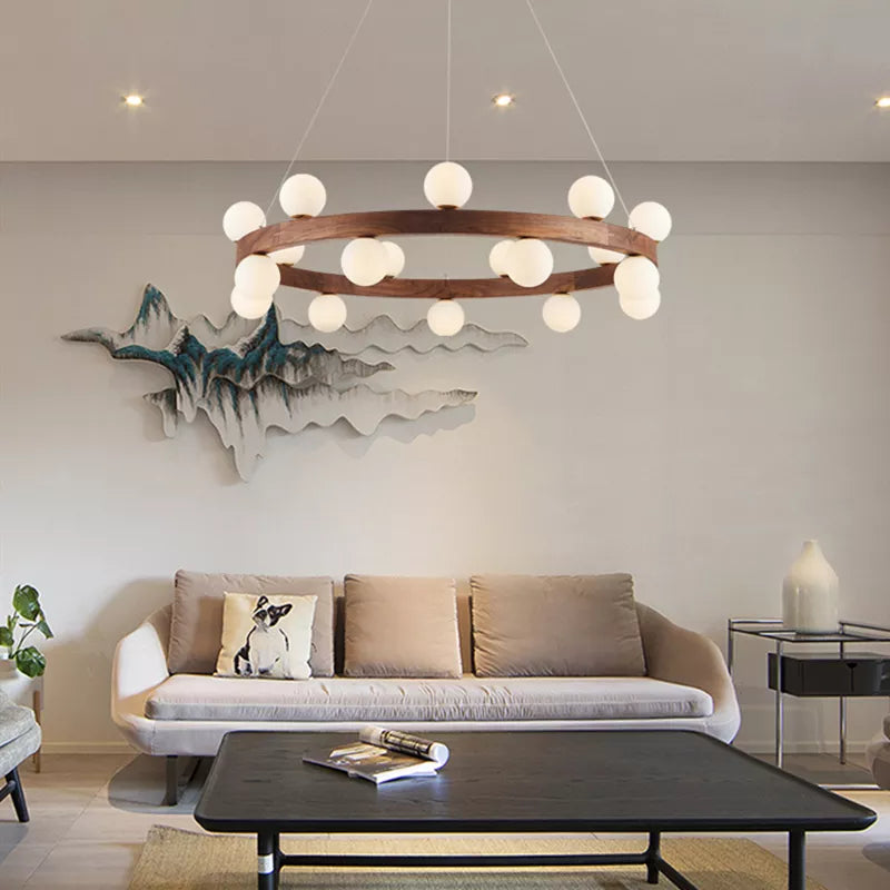 Lustre en noyer pour salon - vue 3 sur 9
