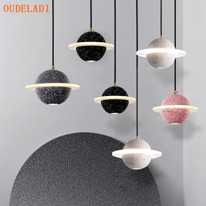 Lampe led suspendue ciment design moderne