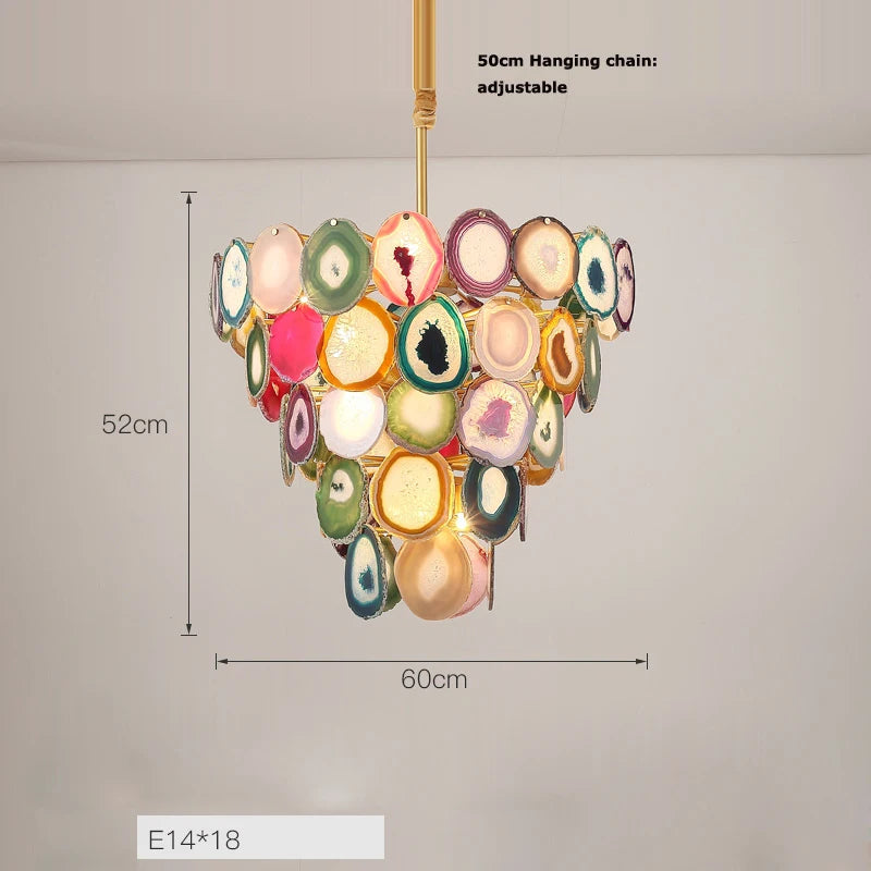 lustre design moderne en agate colorée pour intérieur - vue 9 sur 15