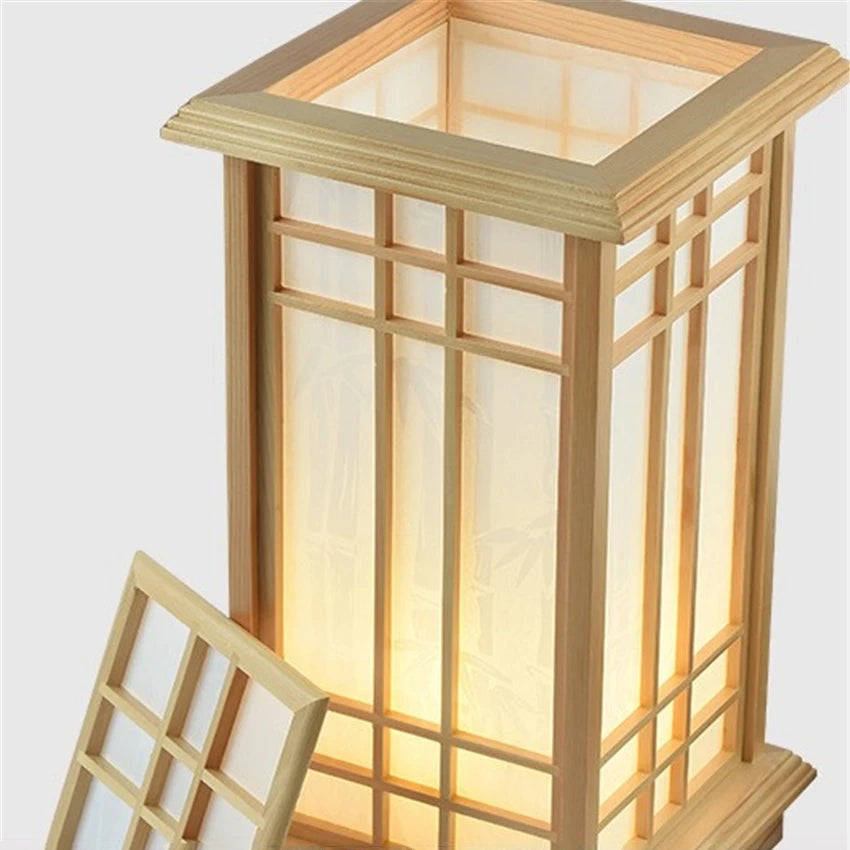 lampadaire tatami japonais moderne en bois massif led - vue 5 sur 7