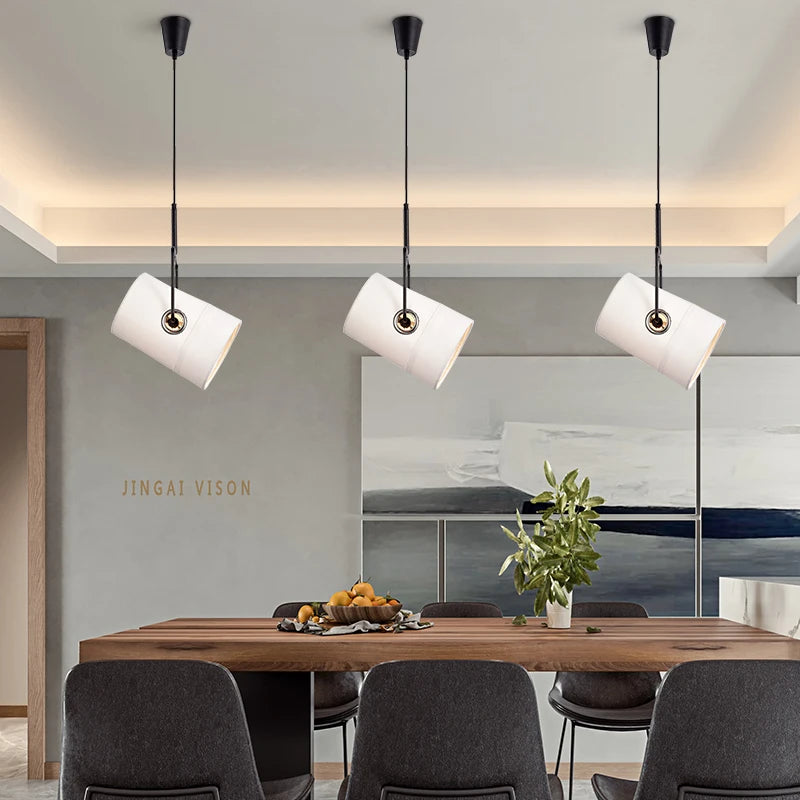lustre rotatif nordique style loft moderne en tissu - vue 3 sur 5