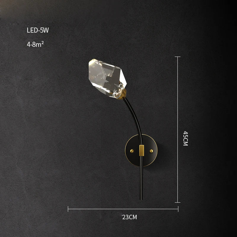 applique murale led postmoderne en cuivre et cristal - vue 13 sur 22