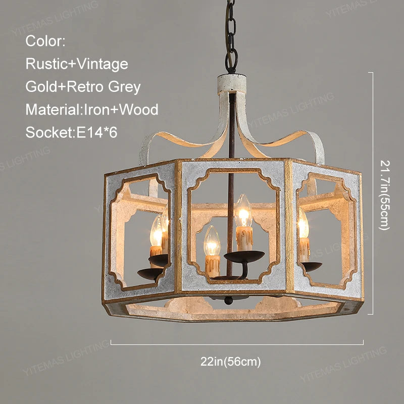 Loft lustres en bois Vintage or Suspension éclairage gris suspendu chambre salon lustre suspendu pour lampes de cuisine - vue 13 sur 13
