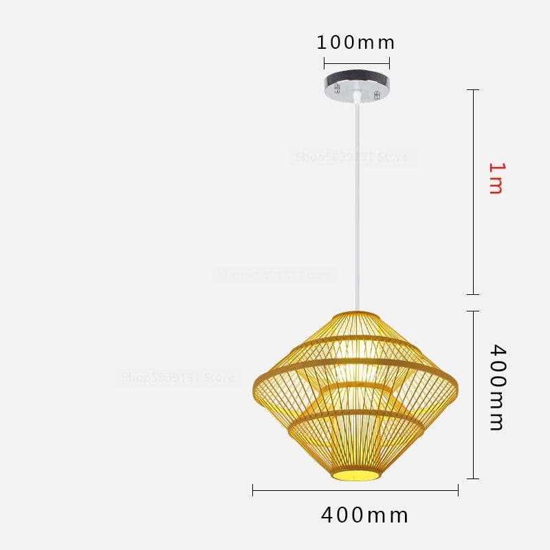 luminaire suspendu en bambou chinois pour restaurant hôtel - vue 24 sur 29