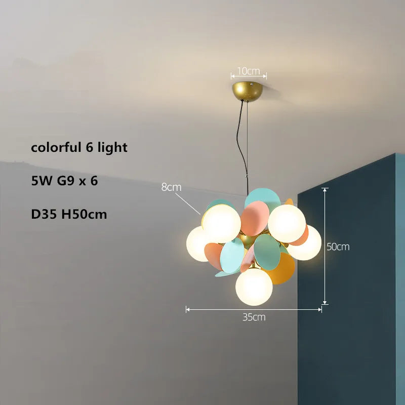 lustre led globe en verre acrylique coloré pour enfants - vue 13 sur 24