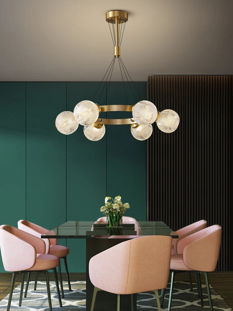 lustre en cuivre postmoderne design nordique pour éclairage élégant - vue 4 sur 10