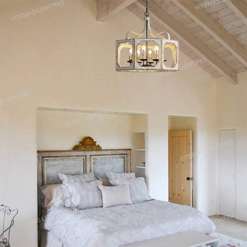 Loft lustres en bois Vintage or Suspension éclairage gris suspendu chambre salon lustre suspendu pour lampes de cuisine