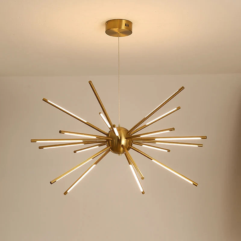 lustre vintage design spoutnik à branches en fer - vue 4 sur 13