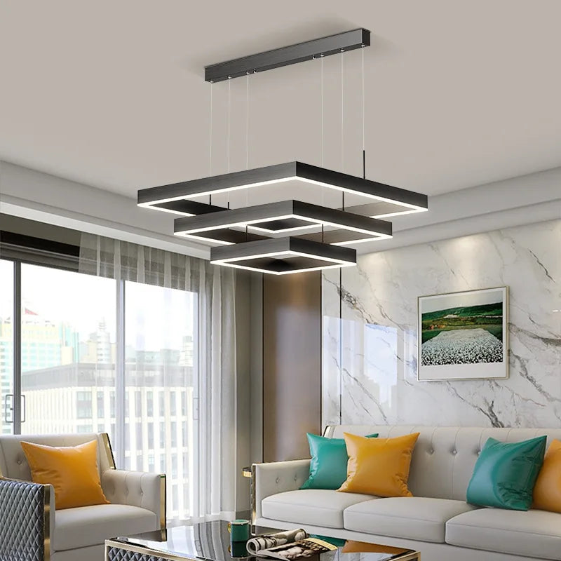 2024Modern Chandelier Square bedroom Chandelier Lighting  Hanging Lamp Home Lighting Samsarah Lighting - vue 3 sur 11