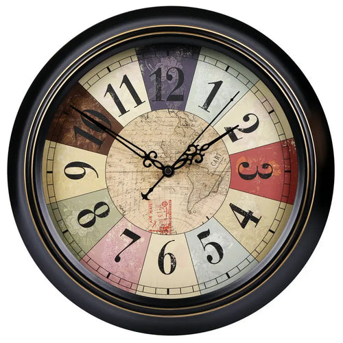 horloge murale silencieuse rétro style shabby chic décoration intérieure - vue 24 sur 24