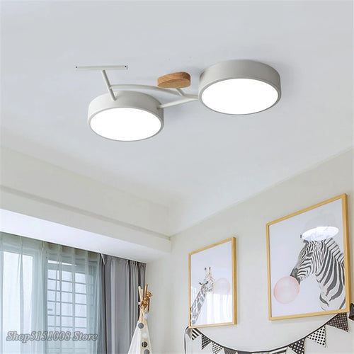 Plafonnier LED nordique 3 couleurs température vélo plafonnier pour enfants chambre enfants chambre de bébé vert blanc gris luminaire - vue 4 sur 9