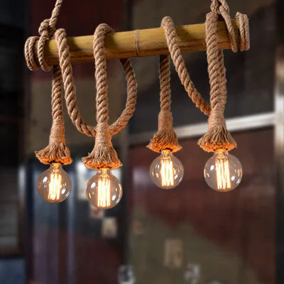 suspension vintage en corde de bambou pour décoration intérieure