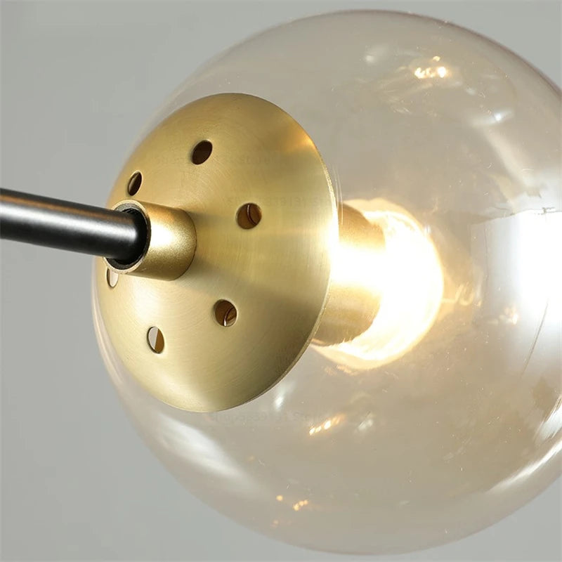 lustre led moderne boule de verre nordique luminaires créatifs - vue 6 sur 18