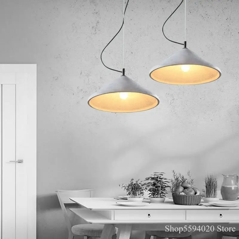 lustre en béton design loft pour bar et restaurant - vue 4 sur 6