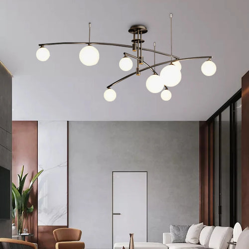 suspension moderne en métal et verre pour intérieur - vue 4 sur 18