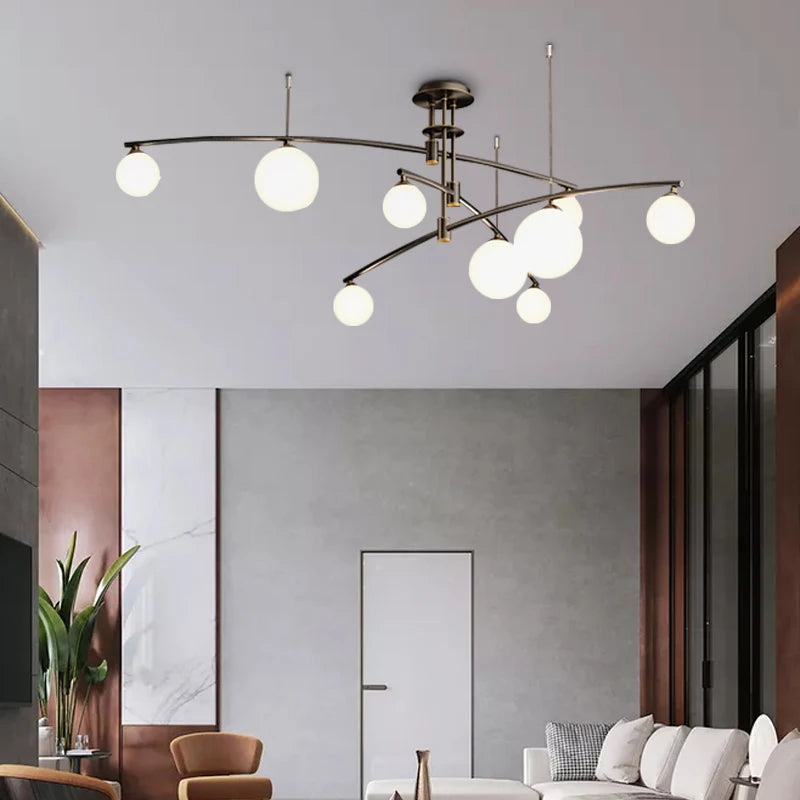 suspension moderne en métal et verre pour intérieur - vue 3 sur 18