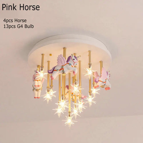 plafonnier résine cheval papier grue mignon led pour enfants